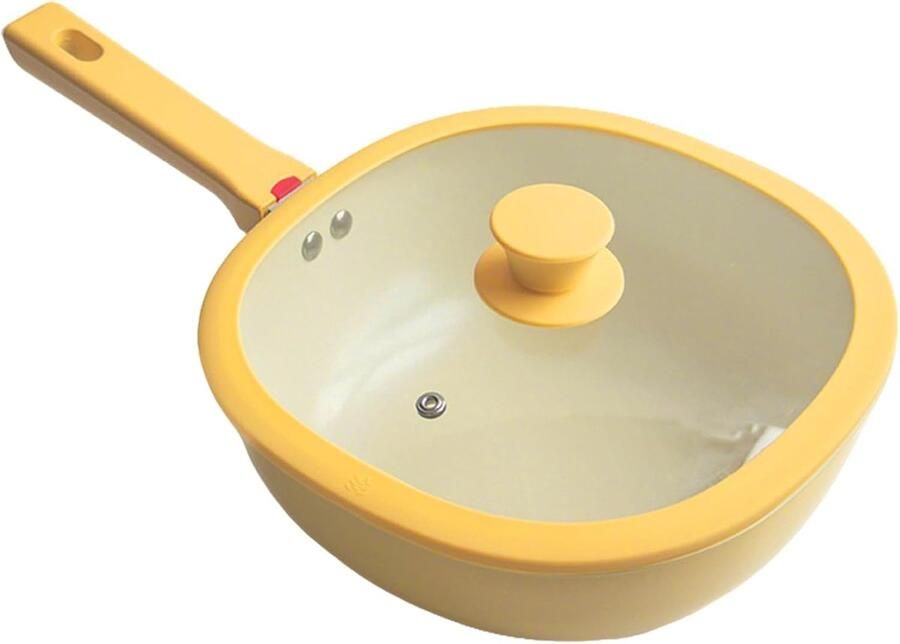 Anti-aanbak Koekenpan Kookgerei Braadpan Thuis Koken Ergonomisch Handvat 19L Inhoud Crème Geel