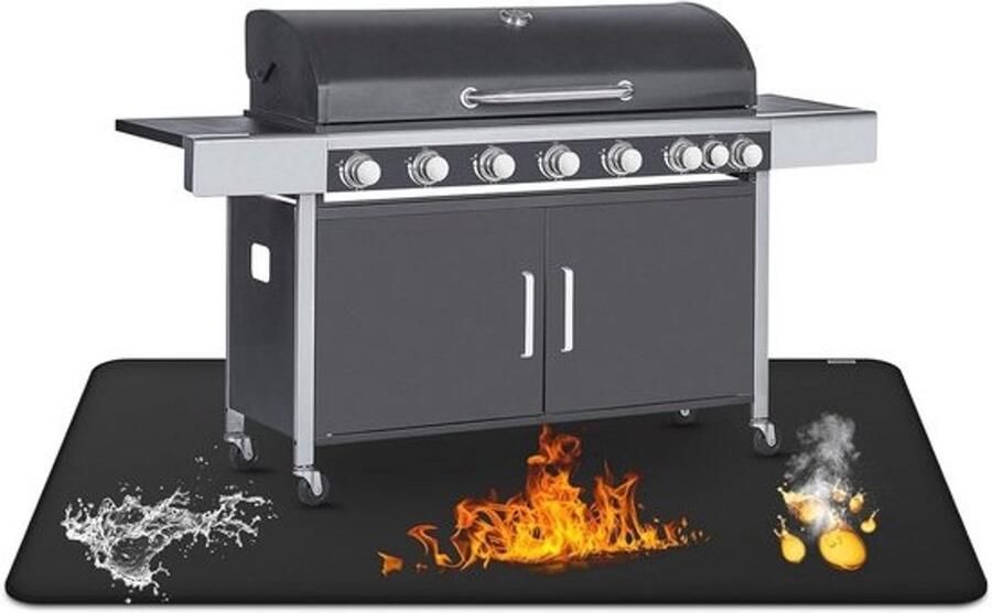 Anti-aanbak Ondergrillmat voor Buitengrill 75 x 120 CM Dubbelzijdig Vuurvast