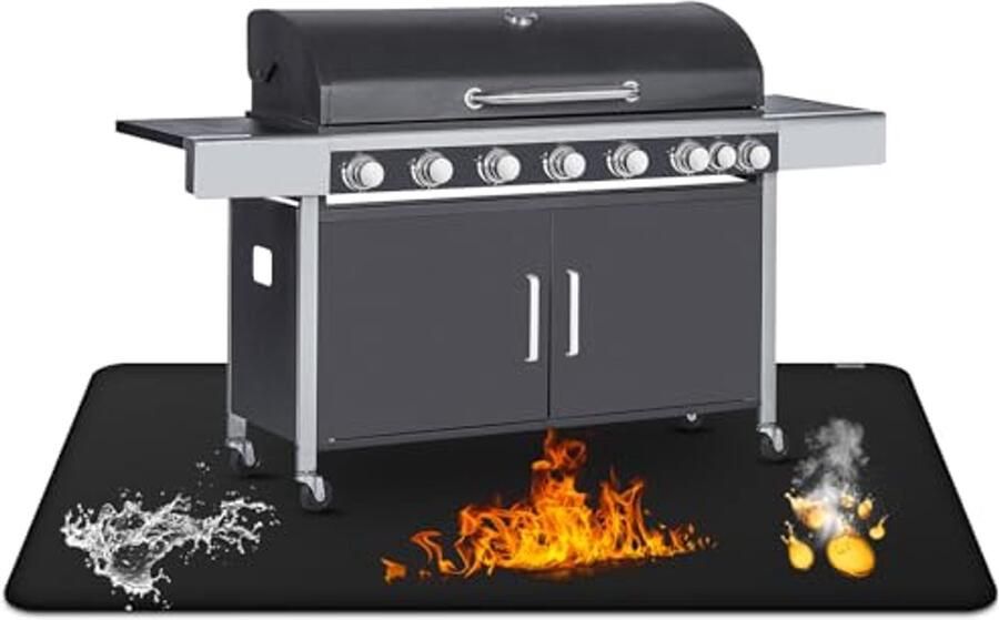 Anti-aanbak Ondergrillmat voor Buitengrill 75 x 120 CM Dubbelzijdig Vuurvast