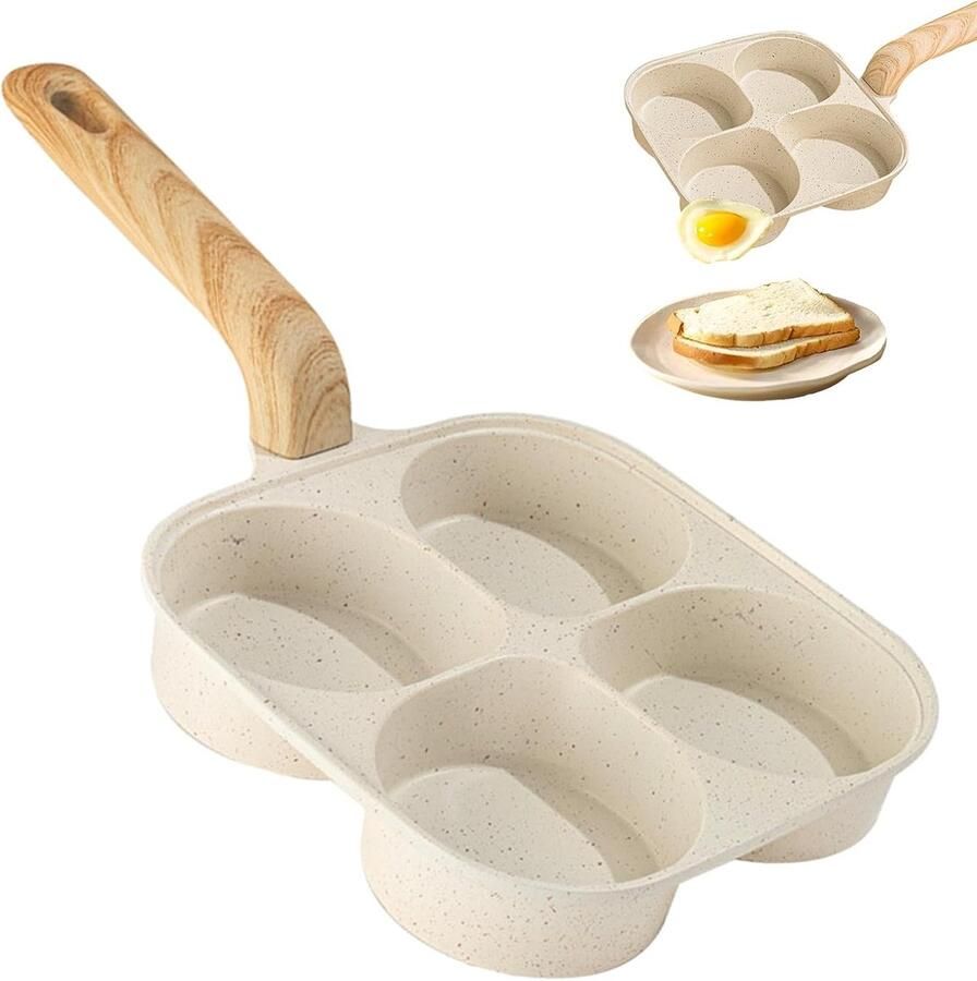 Anti-aanbak pan Eierpan pannenkoekenpan Ontbijt bereiden Vierkante kuipjes 35 x 19 cm Zwart