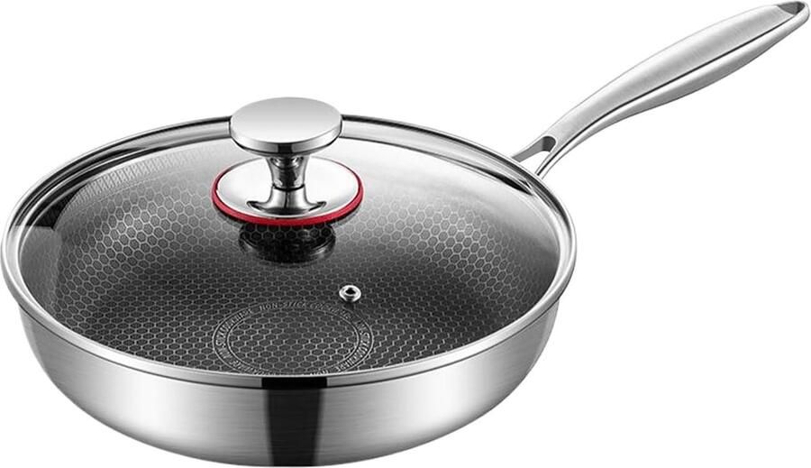Anti-aanbak pan Kookgerei koekenpan Thuis maaltijden Krasbestendig roestvrij staal 26-30 cm Meerkleurig