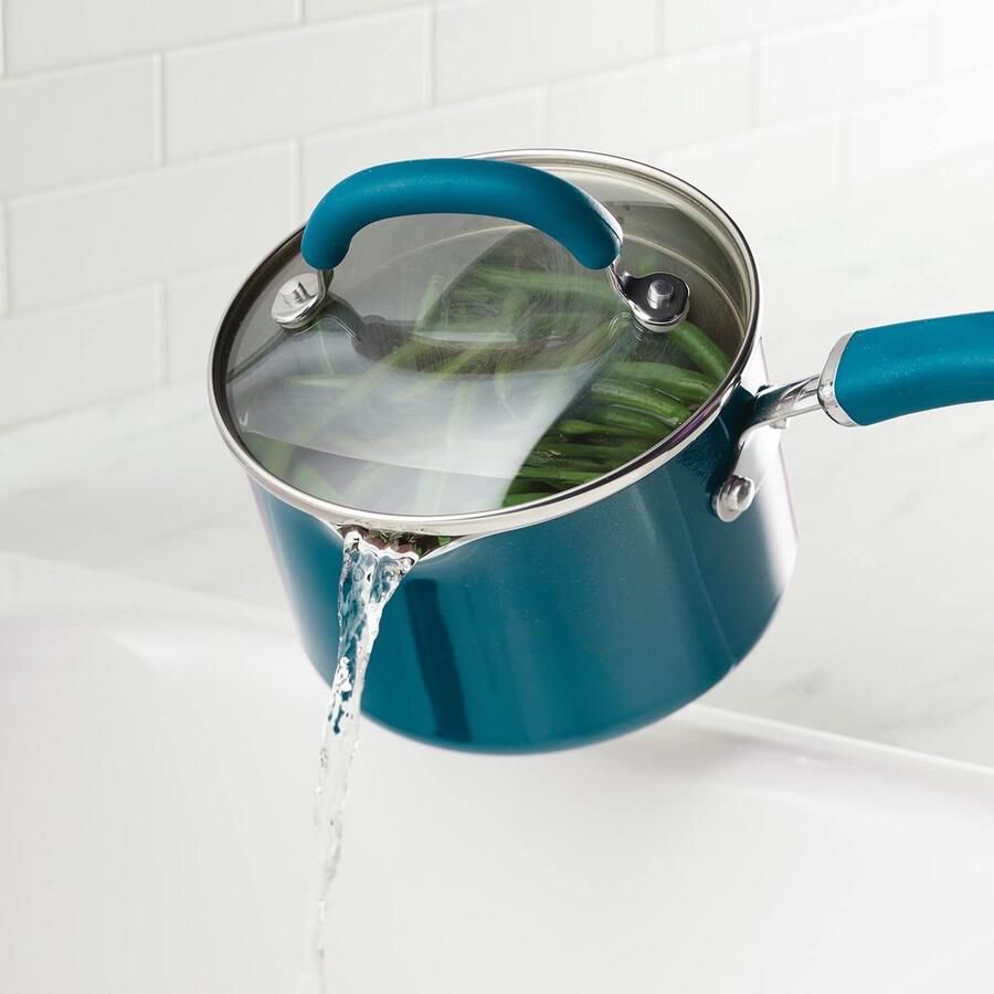 Anti-aanbak Steelpan met Zeefdeksel voor Inductie 2 Liter Teal