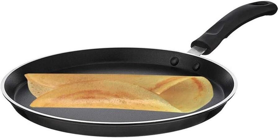 Anti-aanbak Tawa Pan voor Dosa Pannenkoeken en Uttapam Zwart Bruin