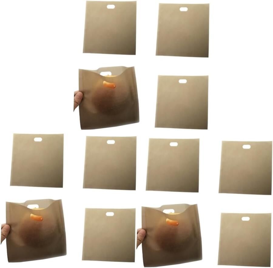 Anti-aanbak zakken Broodrooster zakjes Sandwiches maken Herbruikbaar en vaatwasserbestendig 16 x 16.5 cm Zoals getoond