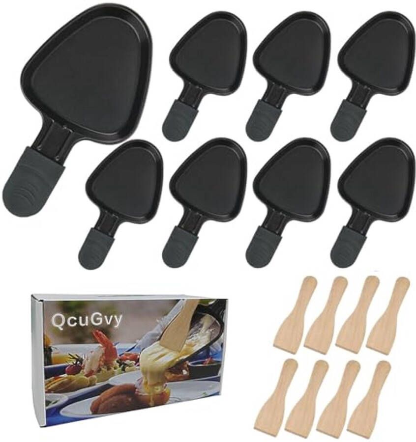 Anti-aanbaklaag Raclette Pan met 4 Mini-pannen en Spatels voor Kaas