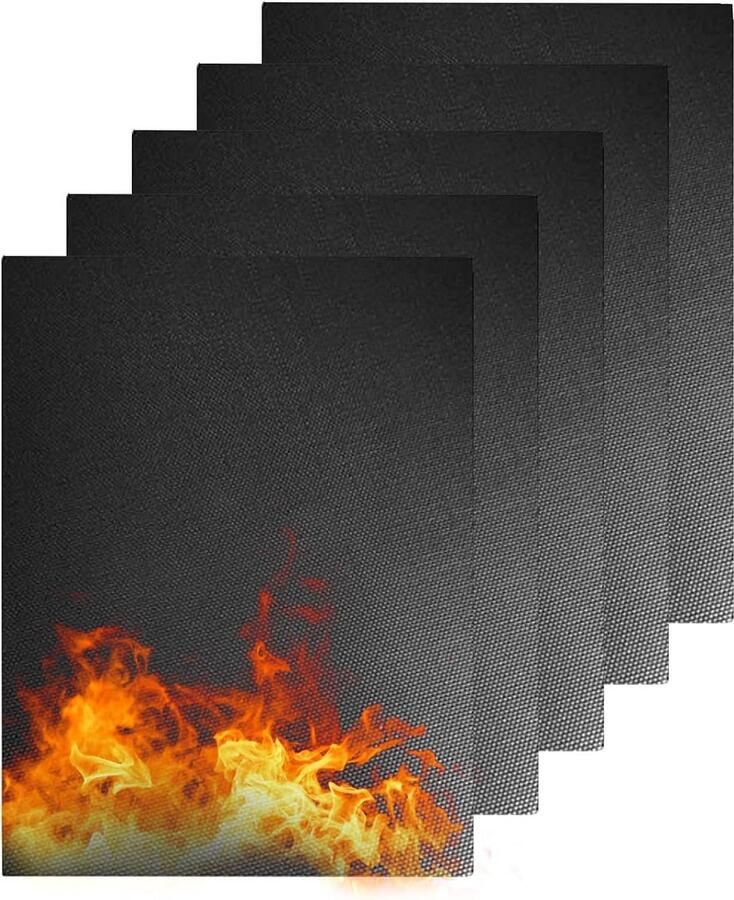 Anti-aanbakmat voor gas- en houtskoolgrill Teflon grillmat PTFE glasvezelcoating herbruikbaar geschikt voor hoge temperaturen BBQ-mat voor oven en elektronische grill