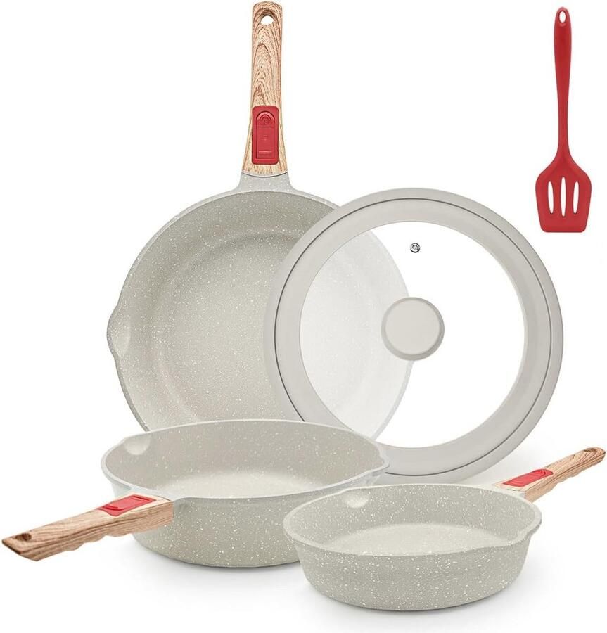 Anti-aanbakpan 20 cm gecoate braadpan met afneembare handgreep geschikt voor alle warmtebronnen - Foto 2