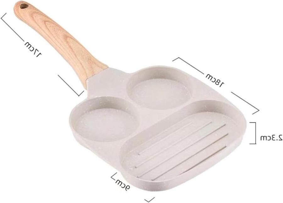 Anti-aanbakpan Koekenpan Omeletpan Ontbijt Bereiden 3-in-1 Ontwerp 18.5 cm Breed Zwart
