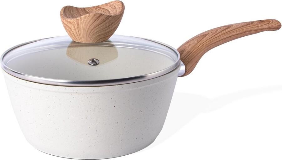 Anti-aanbakpan met deksel 16 cm kleine kookpan voor inductie gas en elektrische kookplaten