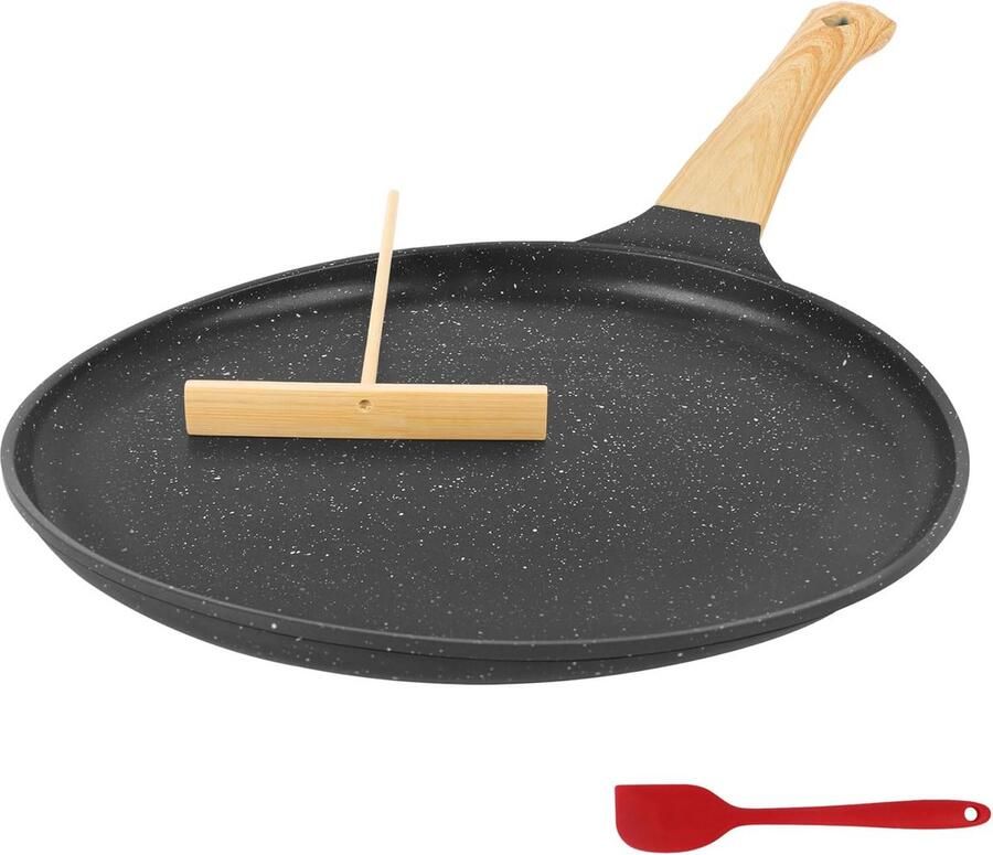 Anti-aanbakpan Pannenkoeken 24 cm Inclusief Verdeelhulpmiddel en Spatel Gas Inductie