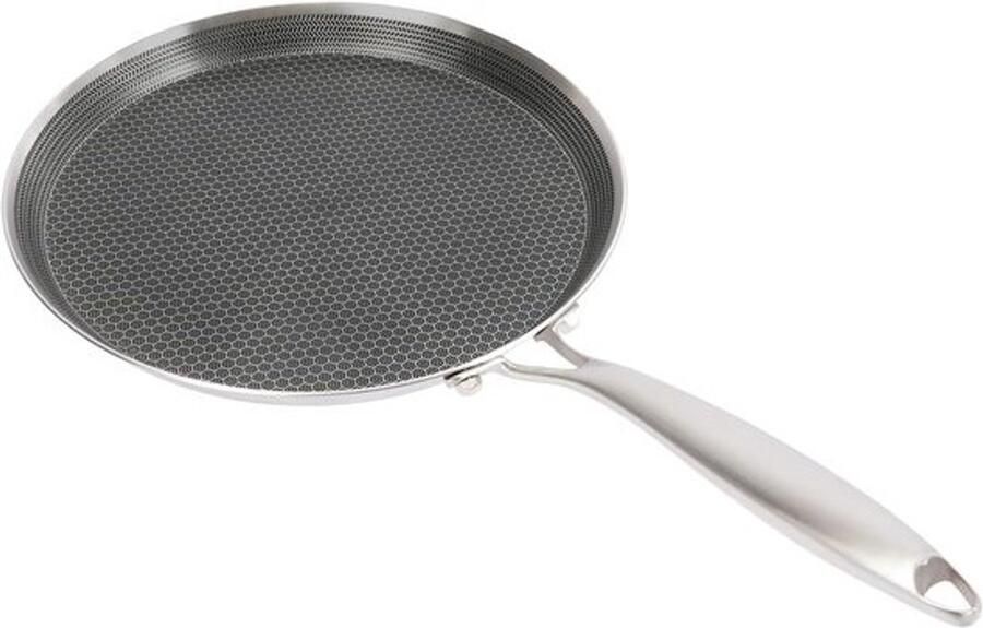 Anti-aanbakpan Pannenkoekenpan Crêpepan Ontbijt Bakken Honingraatstructuur 28 cm Diameter Zilver Zwart
