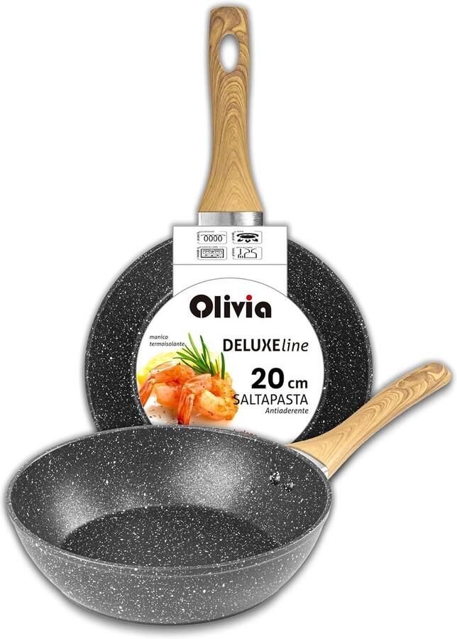 Anti-aanbakpan voor pasta en frituren 20 cm Aluminium Geschikt voor Inductie en Gasfornuis