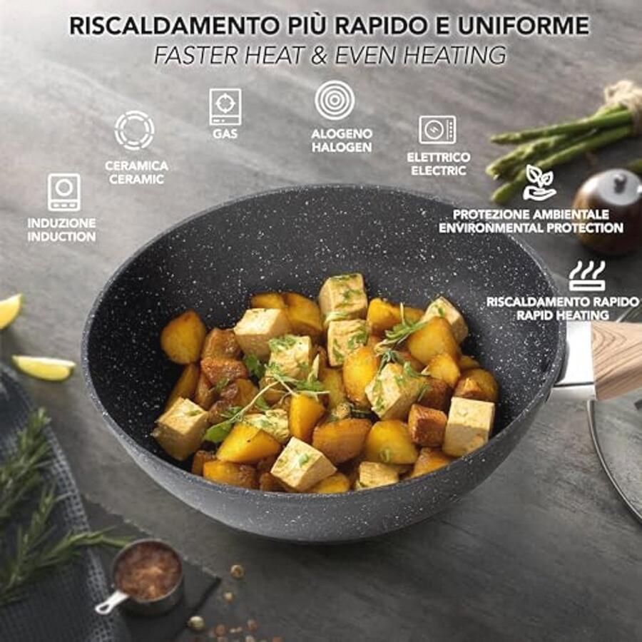 Anti-aanbakpan voor pasta en frituren 20 cm Aluminium Geschikt voor Inductie en Gasfornuis