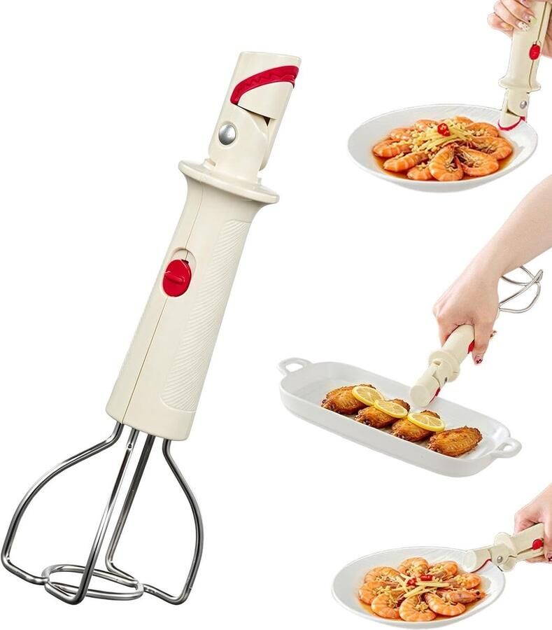Anti-Scald Plate Gripper Bowl Lifter Clamp Veilig Hitte Overbrengen Dubbel Hoofd Ontwerp 25.5 cm Wit