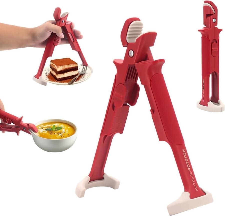 Anti-verbranding kom clip Hete schotel houder Veilig koken 2-in-1 dual-head 24 x 7 cm Zwart