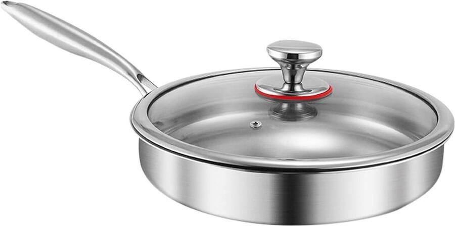 Antiaanbak Bakpannen Koekenpan met Deksel Koken op Inductie Metaalbestendige Laag 26 cm Grijs
