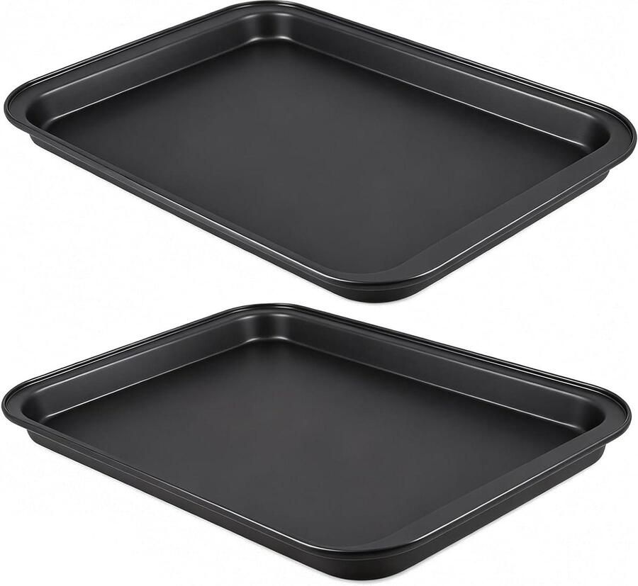 Antiaanbak Bakplaat Ovenschaal Diep Bakken Koken Koolstofstaal Robuust 31.5 x 22 cm Zwart
