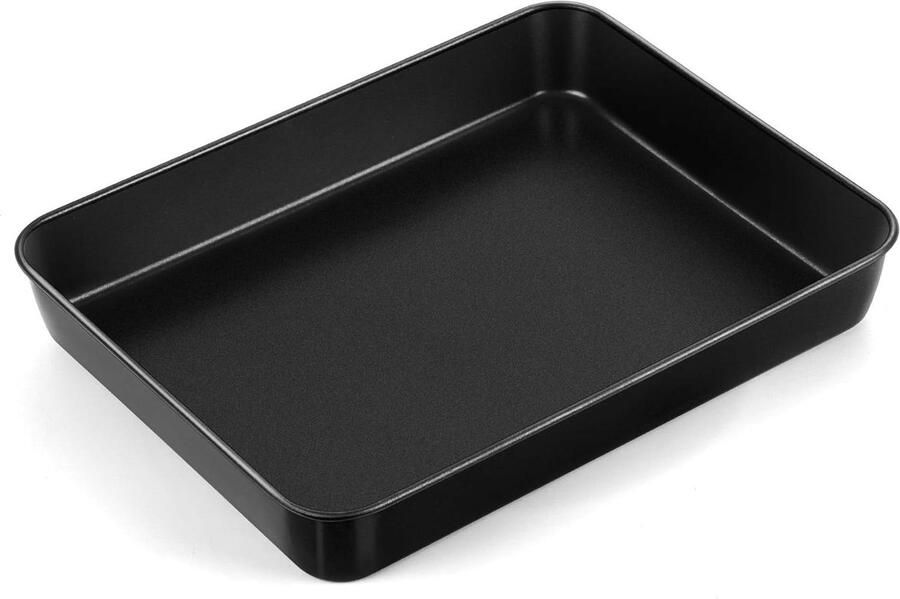 Antiaanbak Bakplaat Ovenschaal Diep Rechthoekig Bakken Roestvrij Staal Kern 26.5 x 20.6 cm Zwart
