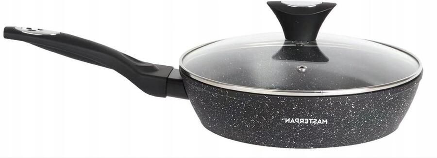 Antiaanbak Braadpan Diepe Koekenpan Gezond Koken Gemarmerde Coating 20 cm Zwart
