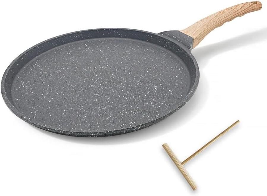 Crêpepan met antiaanbaklaag Pannenkoekenpan gegoten aluminium Ontbijt en lunch PFOA-vrije coating 25 cm Zwart
