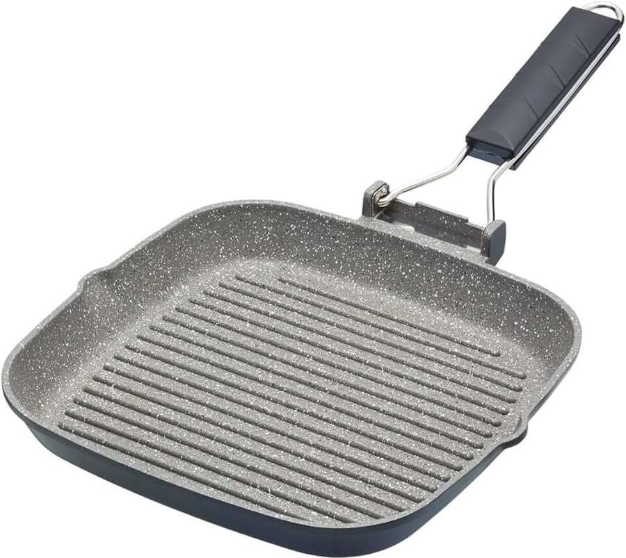 Antiaanbak inductiebestendige grillpan met inklapbaar handvat 20 cm (8”)