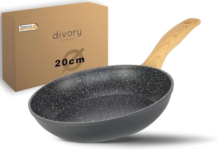 Antiaanbak Koekenpan 20cm Universele Pan voor Inductie en Alle Fornuizen Vaatwasmachinebestendig met Afneembaar Handvat