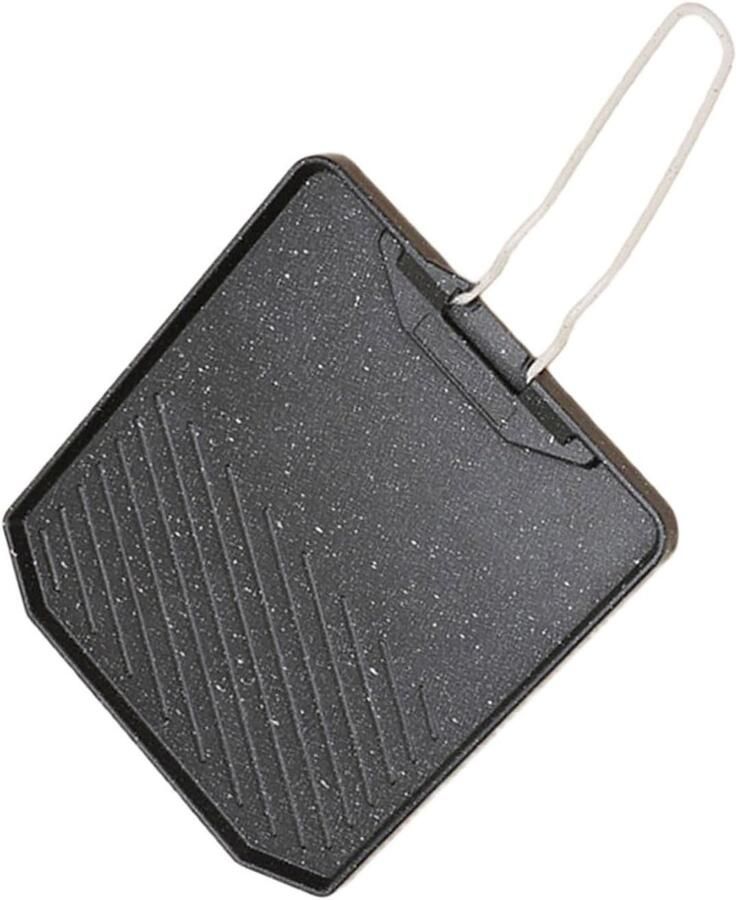 Antiaanbak Koekenpan Grillpan Vlees Buiten Koken Gelijkmatige Warmteverdeling 19 x 38 cm Zwart