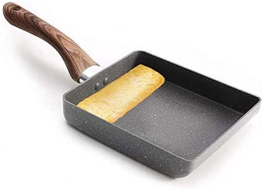 Koekenpan Omeletpan Vierkant Ontbijt Maken Antiaanbaklaag 18x15 cm Grijs