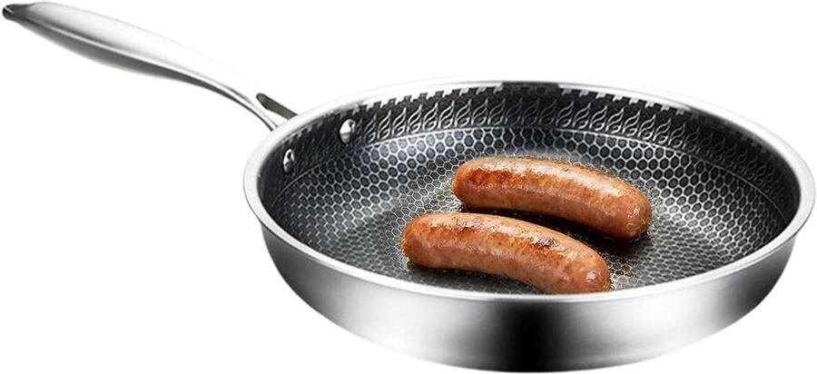 Antiaanbak Kookpan Niet Stick Koekenpan Veelzijdig Koken Gelijkmatige Warmteverdeling 24 cm Zilver