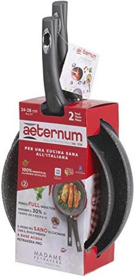 Antiaanbak Pannen met Inductiebodem 24-28 cm Geschikt voor Gas en Elektrisch Koken