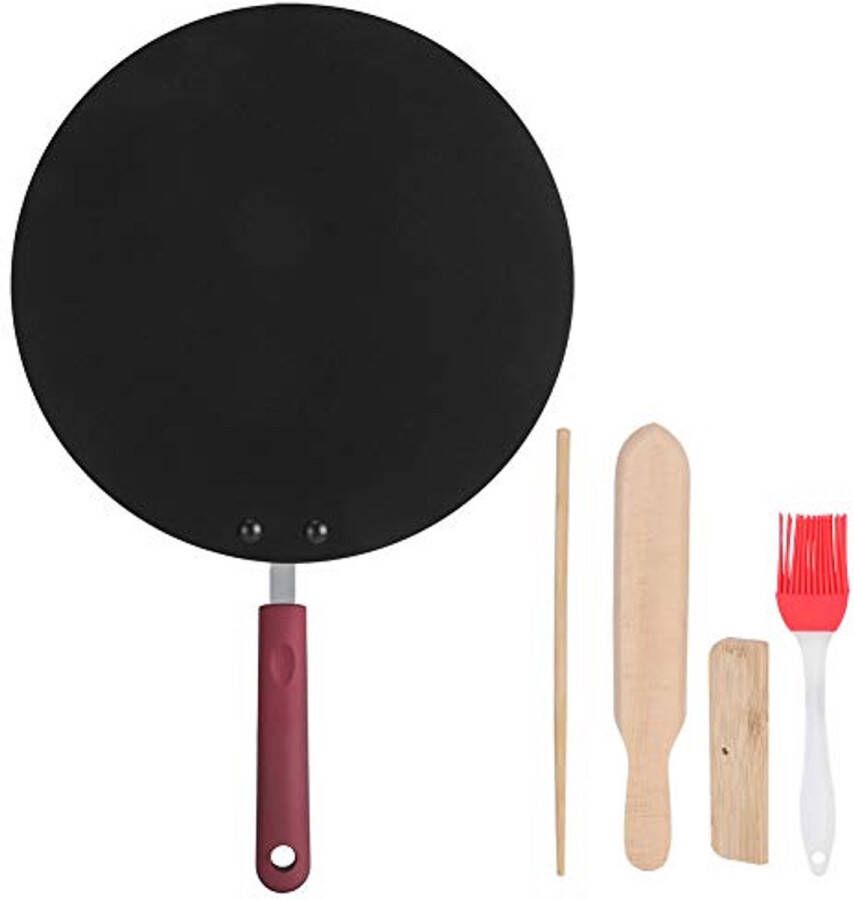 Antiaanbak Pannenkoekenpan 30 cm Plat en Krasbestendig Veilig voor Gas- en Open Vuur