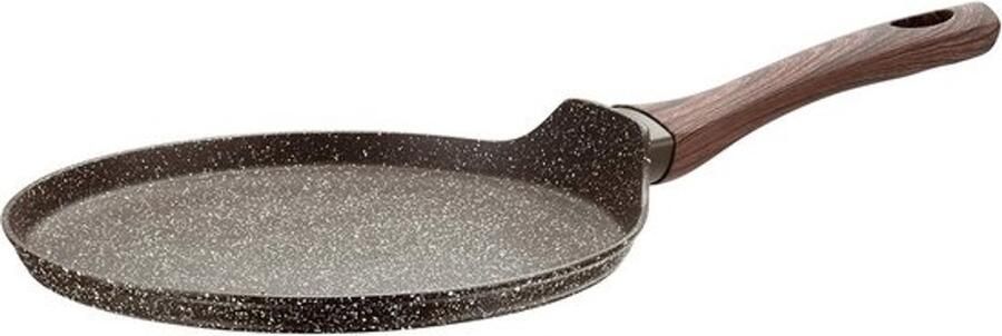 Antiaanbak Pannenkoekenpan met Houtlook Handgreep Geschikt voor Inductie Diameter 25 cm