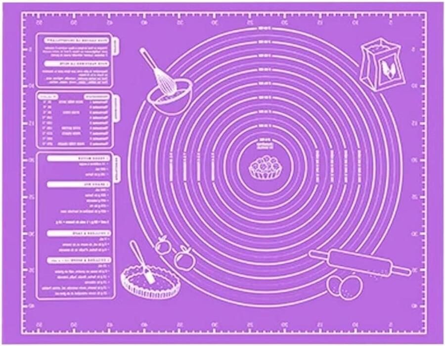 Antiaanbak Rolmat Bakmat Deegroller Bakken en Koken Met Meetgeleiders 60x45 cm Niet gespecificeerd