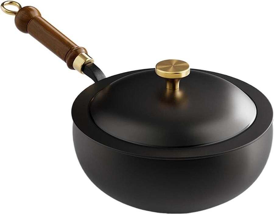 Antiaanbak Sauspan Kookpan Sauzen Soepen Moeiteloos Koken Gietijzeren Warmtegeleiding 24cm Zwart