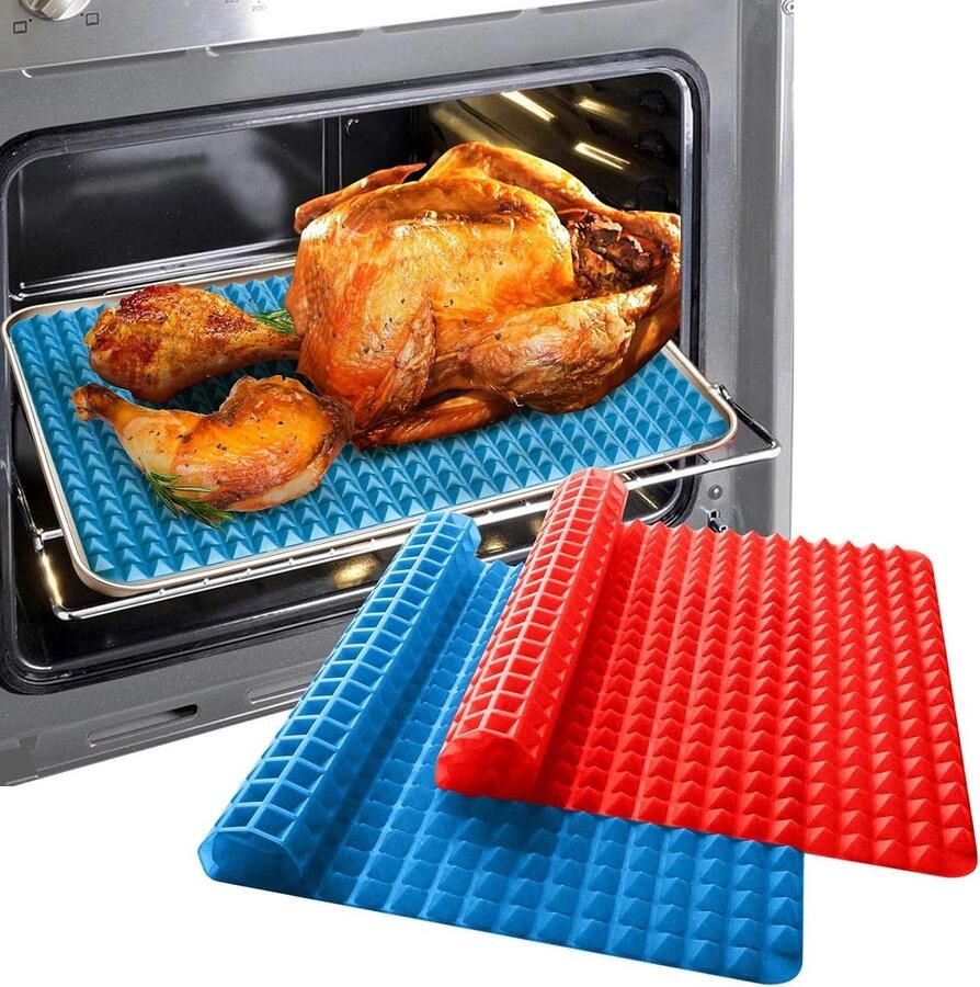 Antiaanbak Siliconen Bakmat Oven en Grill Hittebestendig & Vaatwasmachinebestendig (2 stuks)