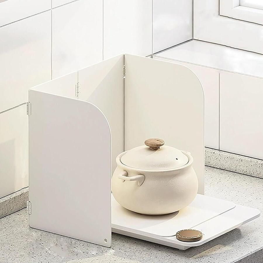 Antiaanbak Spatscherm Vetvanger Keuken Koken Zonder Vlekken Driehoekig Opvouwbaar 37x18x32cm Zilver