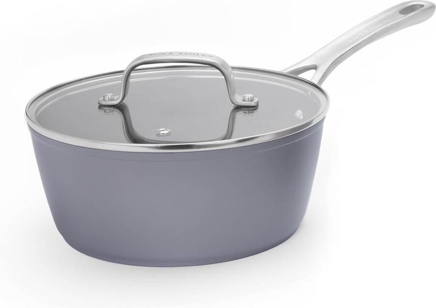 Antiaanbak Steelpan 20 cm met Glazen Deksel 2.6 Liter Aluminium Geschikt voor Alle Warmtebronnen & Inductie
