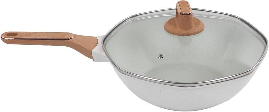 Antiaanbak Wok Koekenpan Lekker Koken Gelijkmatige Warmte 32cm Diameter Zwart