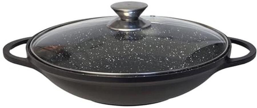 Antiaanbak Wokpan 40 cm met Glazen Deksel voor Inductiekookplaten