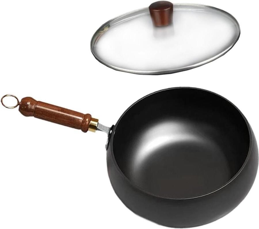 Antiaanbak Wokpan Roerbakpan met deksel Snel en gezond koken Gelijkmatige warmteverdeling 24 cm Zwart