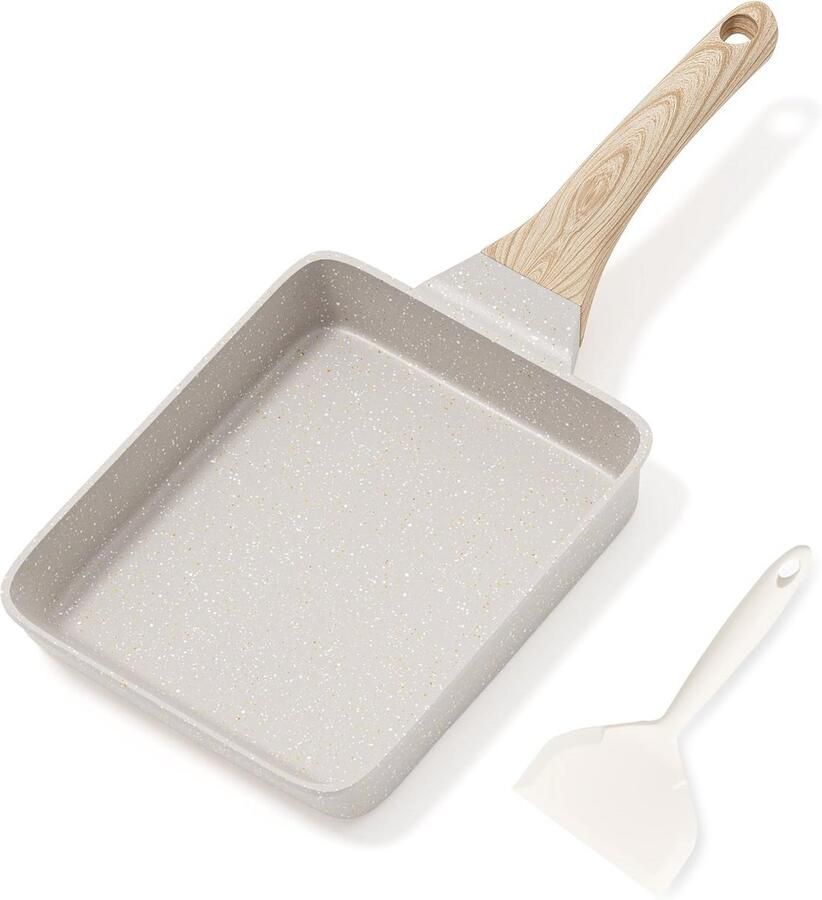 Antiaanbaklaag Tamagoyaki Omeletpan met Granietcoating voor Inductie Eierpan en Pannenkoekenpan