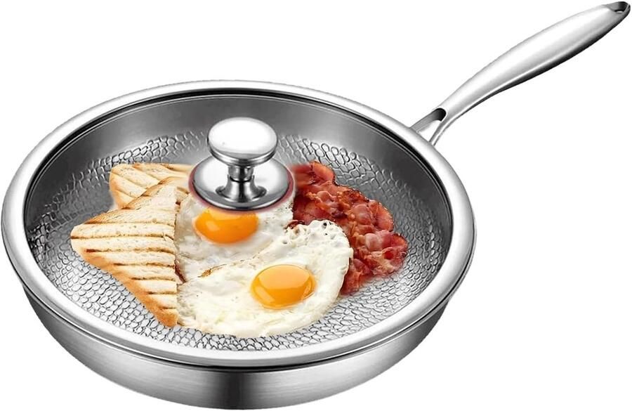 Antiaanbakpan Braadpan Stoofpan Veelzijdig Koken Titaniumlegering 32 cm Grijs