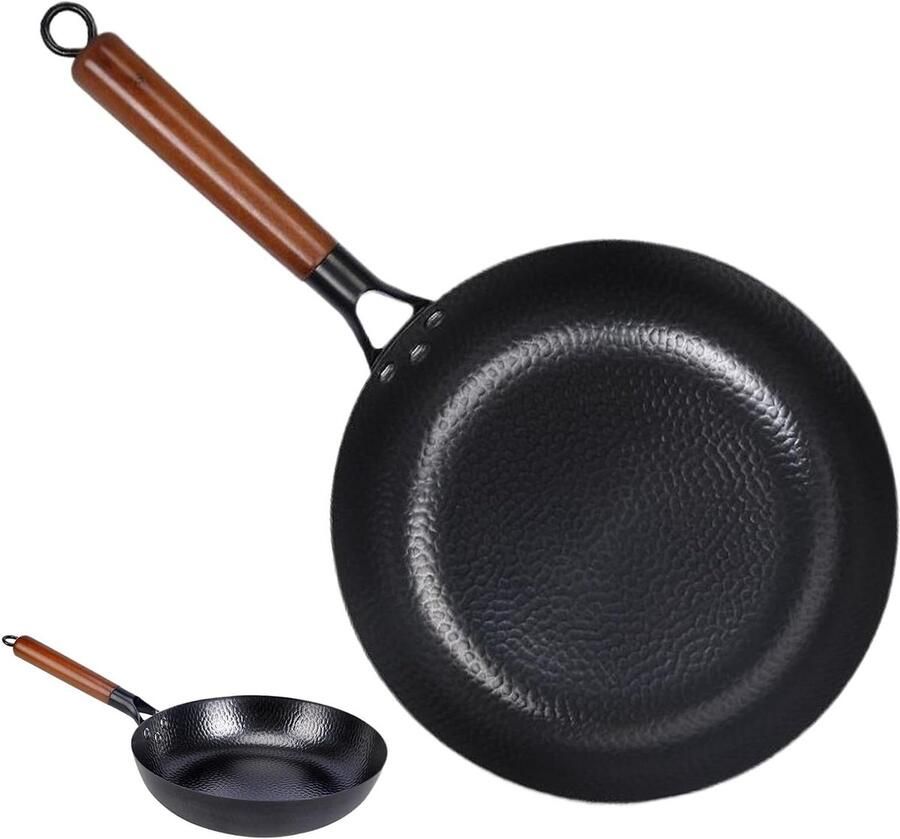 Antiaanbakpan Koekenpan Braadpan Koken aanbraden Gelijkmatige warmteverdeling 28 cm Zwart
