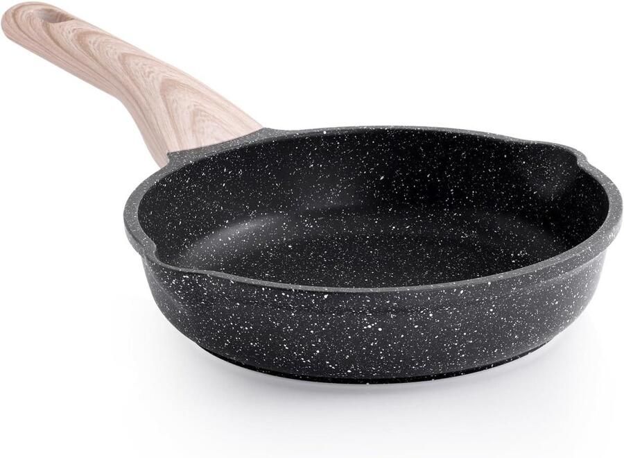 Antiaanbakpan Koekenpan Gezond Koken Dubbele Schenktuiten 20 cm Zwart