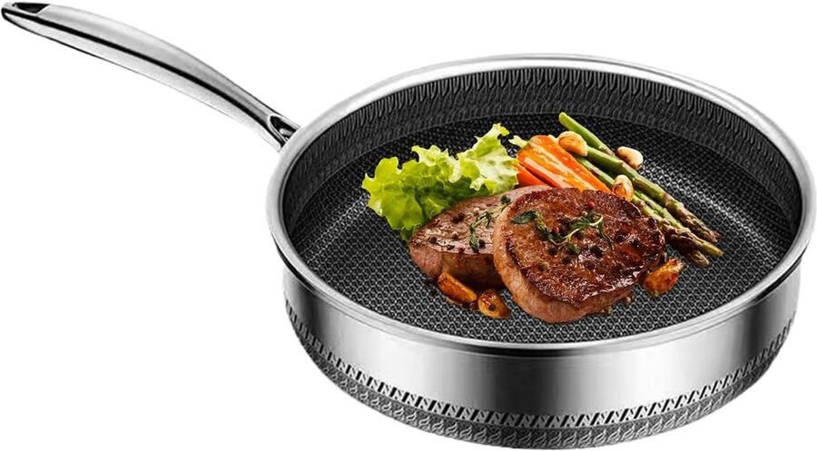 Antiaanbakpan Koekenpan Omeletpan Gezond Koken Gelijkmatige Warmteverdeling 30 cm Veelkleurig