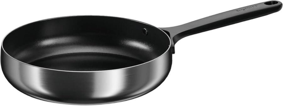 Antiaanbakpan Koekenpan Roestvrijstaal Alle Warmtebronnen PFAS-vrij 24cm Diameter Smokey Black