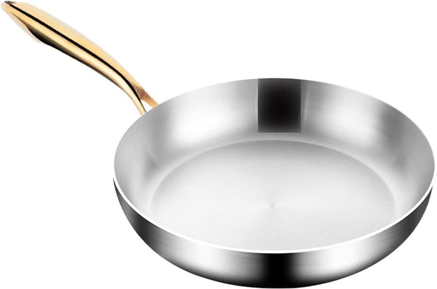 Antiaanbakpan Kookpot Koekenpan Thuis Koken Roestvrijstalen Bodem 24 cm Zilver
