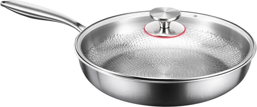 Antiaanbakpan Titanium Eierpan Koekenpan Vetarm Koken Gehamerde Afwerking 28 cm Zilverkleurig