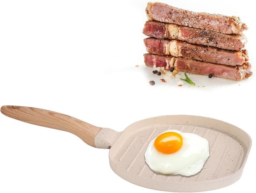 Antiaanbakpan vleespan keukengerei voor ontbijt eiergrill multifunctionele pannenkoekenpan met ophanggat voor fornuis inductiekookplaat