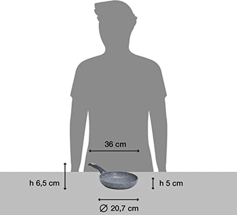 Antiaanbakpan voor Inductie Diameter 20 cm Grijze Keukenpan